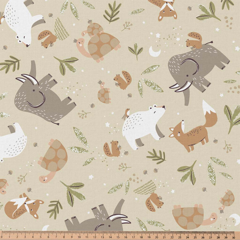 Printed Cotton CROMIGNON Linen / Brown Sugar